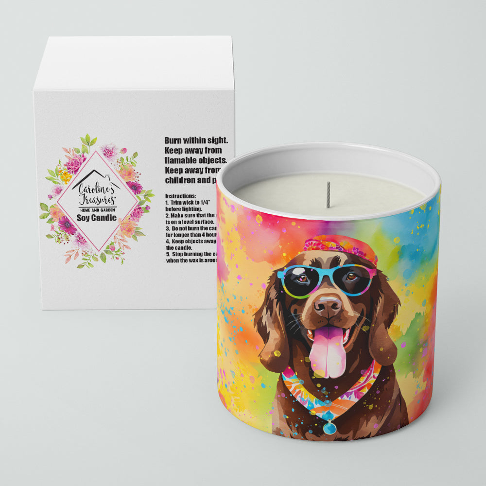 Chocolate Labrador Hippie Dawg Decorative Soy Candle Nature Soy Wax Essential Oil Home Decor Ideal for Bedroom Kitchen Bath Office Gift, 10 oz