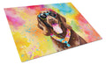 Chocolate Labrador Hippie Dawg Cutting Board Tempered Glass Kitchen Cutting Surface, Heat Resistant Chopping, Non-Slip Feet, Food Prep & Serving