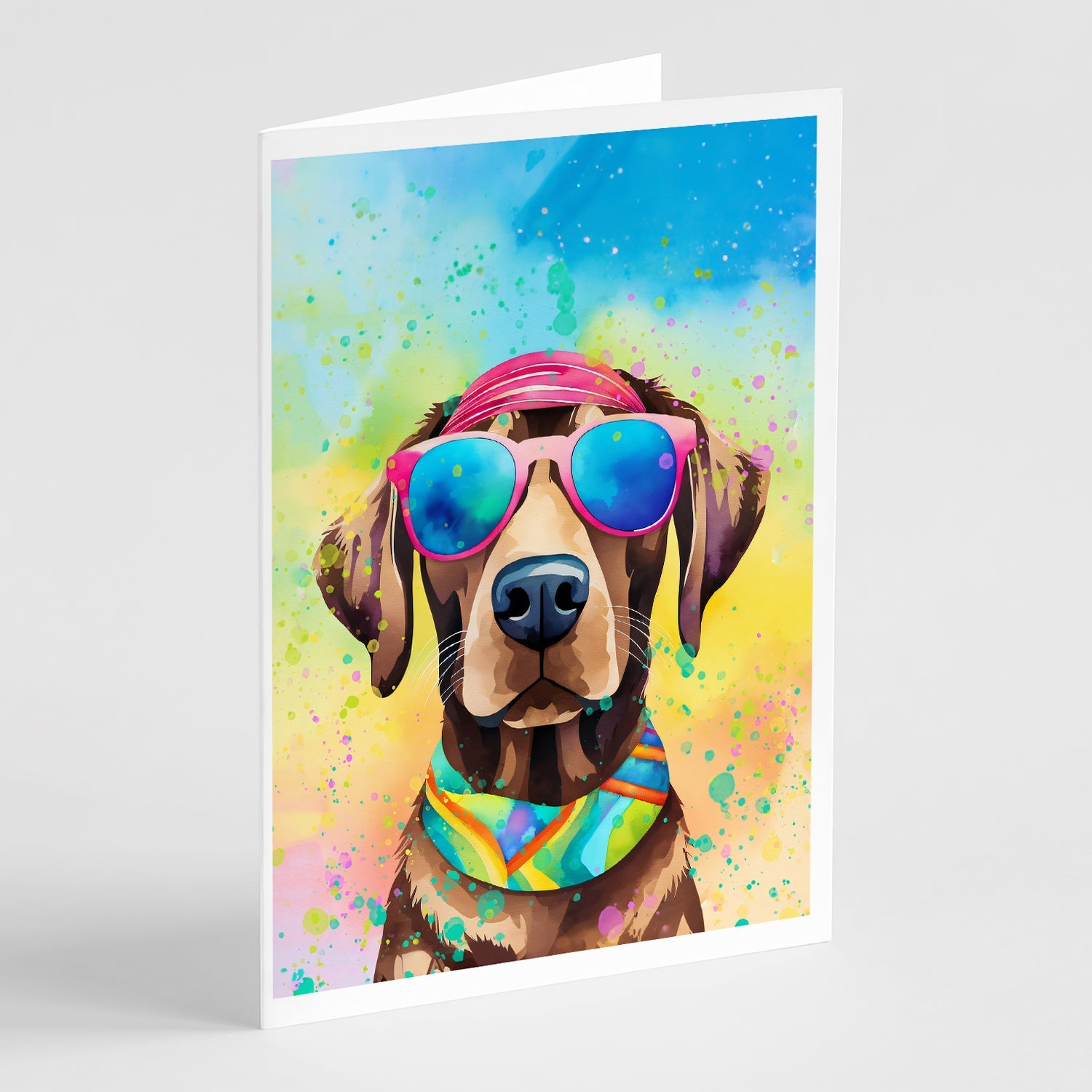 Chocolate Labrador Hippie Dawg Greeting Cards Pack of 8 Blank Cards with Envelopes Whimsical A7 Size 5x7