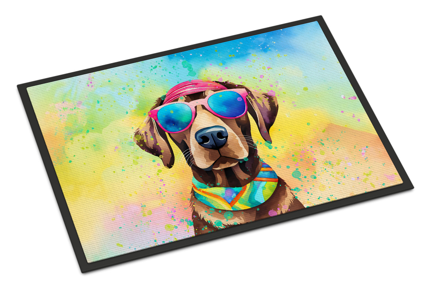 Chocolate Labrador Hippie Dawg Doormat Indoor Outdoor 24H X 36W Front Door Mat Rugs for Entryway, Non Slip Washable Low Pile,
