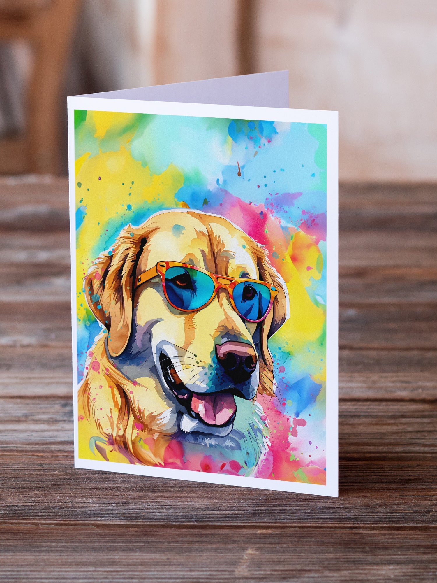 Yellow Labrador Hippie Dawg Greeting Cards Pack of 8 Blank Cards with Envelopes Whimsical A7 Size 5x7