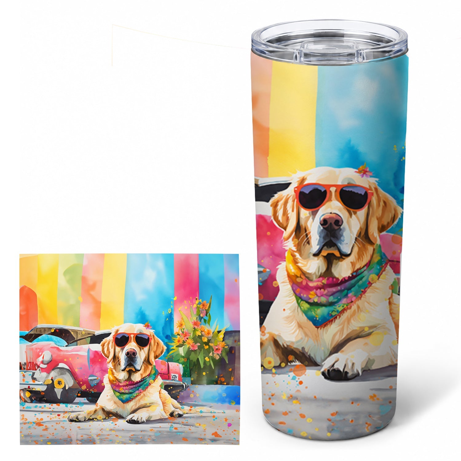 Yellow Labrador Hippie Dawg Stainless Steel Skinny Tumbler 20 oz Vacuum Double Walled Reusable Insulated Travel Cup