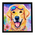 Yellow Labrador Hippie Dawg Framed Metal Print Bathroom, Kitchen, Office, Home Decor Wall Art Ready to Hang, Square, 8X8