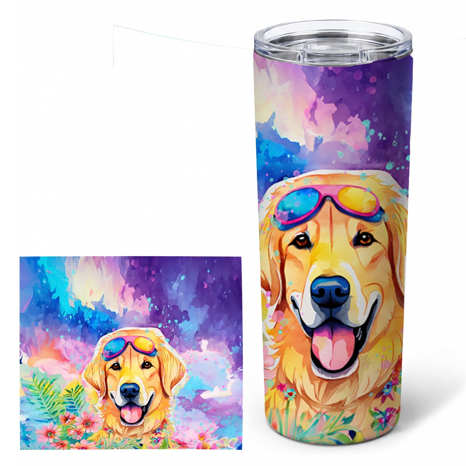 Yellow Labrador Hippie Dawg Stainless Steel Skinny Tumbler 20 oz Vacuum Double Walled Reusable Insulated Travel Cup