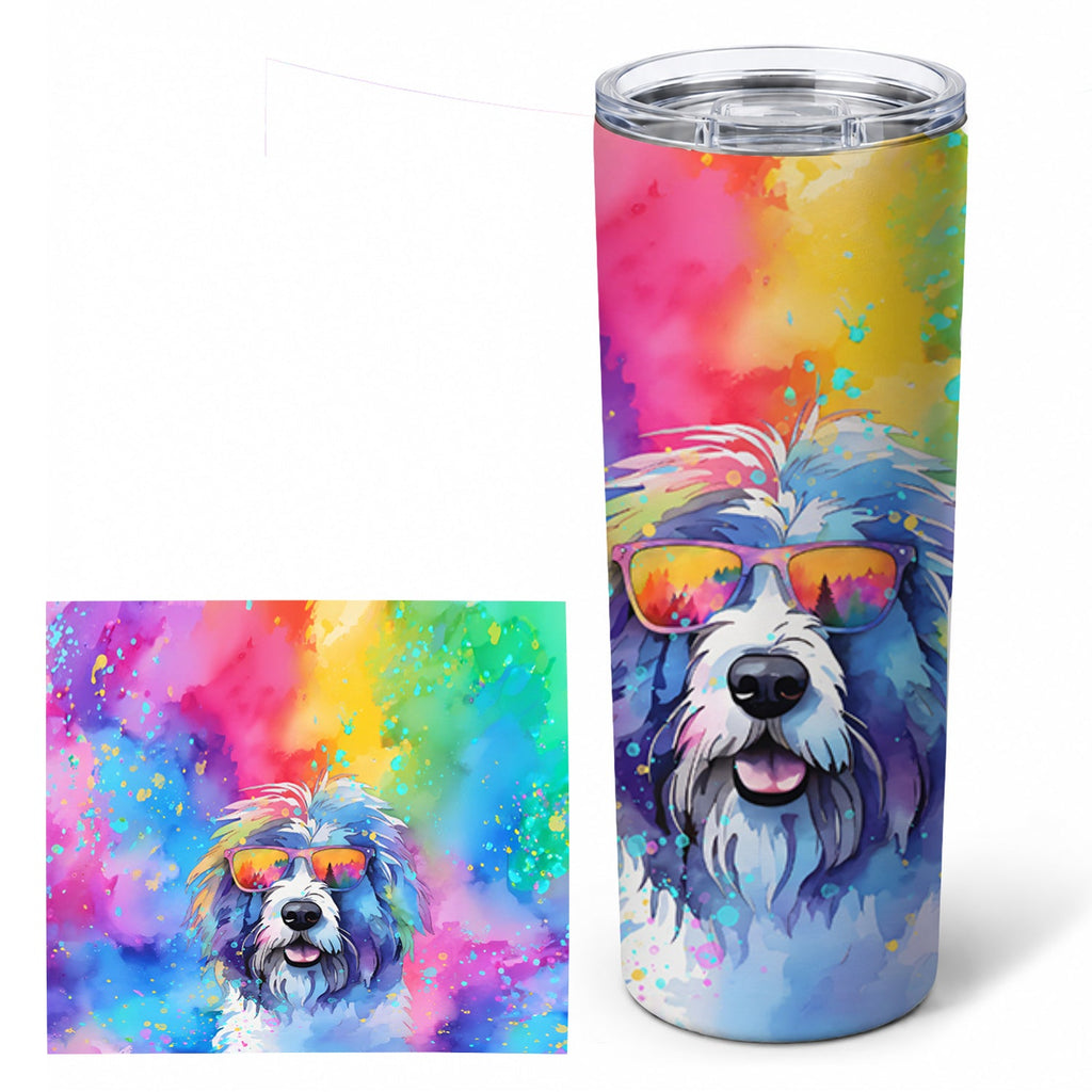Old English Sheepdog Hippie Dawg Stainless Steel Skinny Tumbler 20 oz Vacuum Double Walled Reusable Insulated Travel Cup