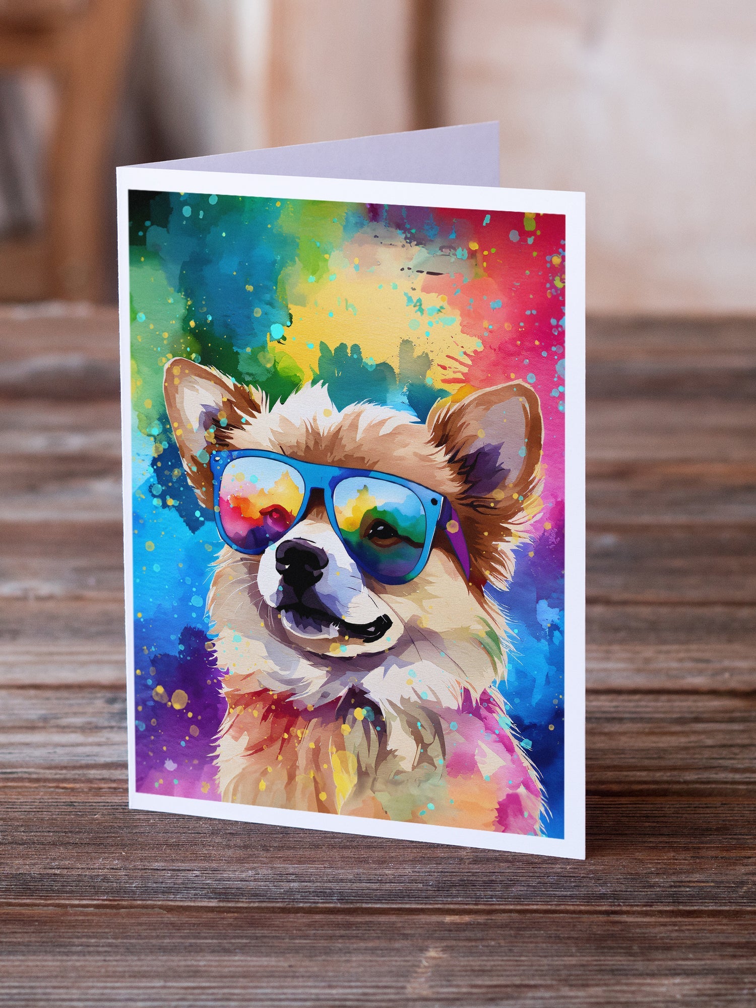 Pomeranian Hippie Dawg Greeting Cards Pack of 8 Blank Cards with Envelopes Whimsical A7 Size 5x7