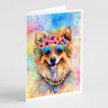 Pomeranian Hippie Dawg Greeting Cards Pack of 8 Blank Cards with Envelopes Whimsical A7 Size 5x7
