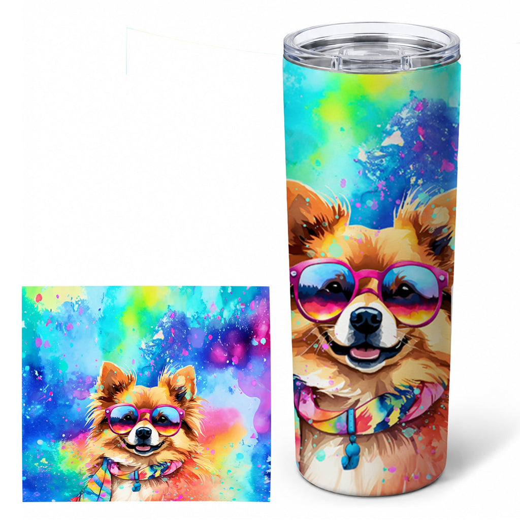 Pomeranian Hippie Dawg Stainless Steel Skinny Tumbler 20 oz Vacuum Double Walled Reusable Insulated Travel Cup