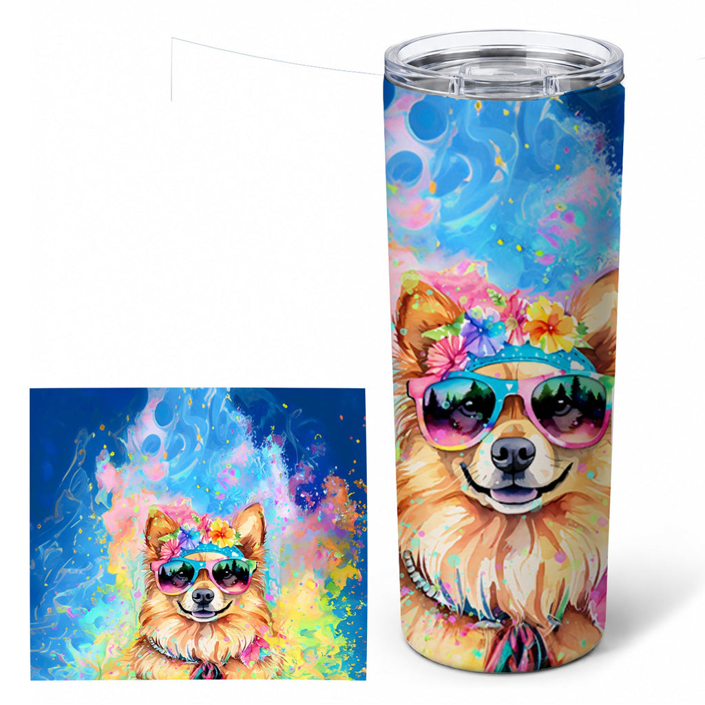Pomeranian Hippie Dawg Stainless Steel Skinny Tumbler 20 oz Vacuum Double Walled Reusable Insulated Travel Cup