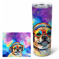 Pug Hippie Dawg Stainless Steel Skinny Tumbler 20 oz Vacuum Double Walled Reusable Insulated Travel Cup