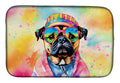 Pug Hippie Dawg Dish Drying Mat Absorbent Dish Drying Mat Pad for Kitchen Counter Dish Drainer Mat for Countertop, 14 x 21", Multicolor