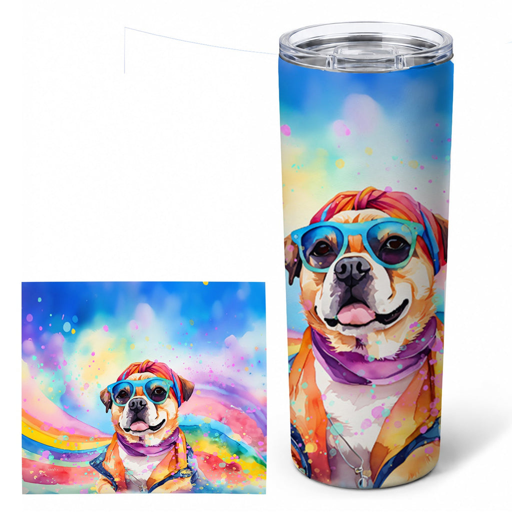 Pug Hippie Dawg Stainless Steel Skinny Tumbler 20 oz Vacuum Double Walled Reusable Insulated Travel Cup