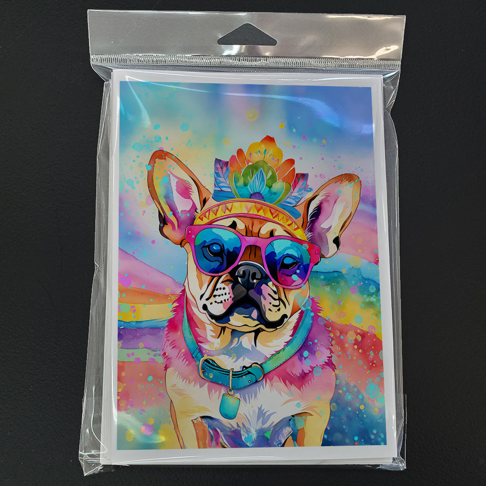 Pug Hippie Dawg Greeting Cards Pack of 8 Blank Cards with Envelopes Whimsical A7 Size 5x7