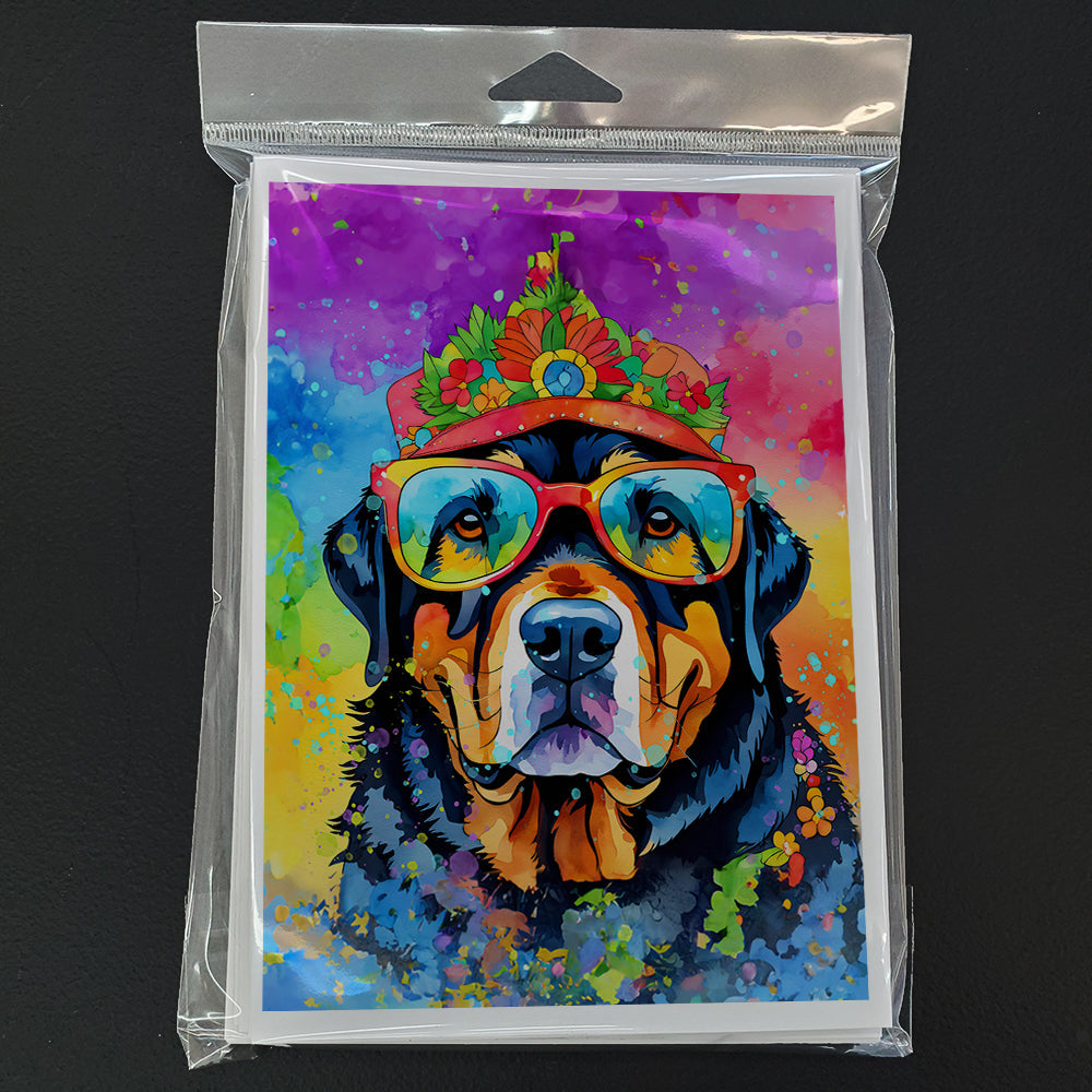 Rottweiler Hippie Dawg Greeting Cards Pack of 8 Blank Cards with Envelopes Whimsical A7 Size 5x7