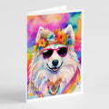 Samoyed Hippie Dawg Greeting Cards Pack of 8 Blank Cards with Envelopes Whimsical A7 Size 5x7