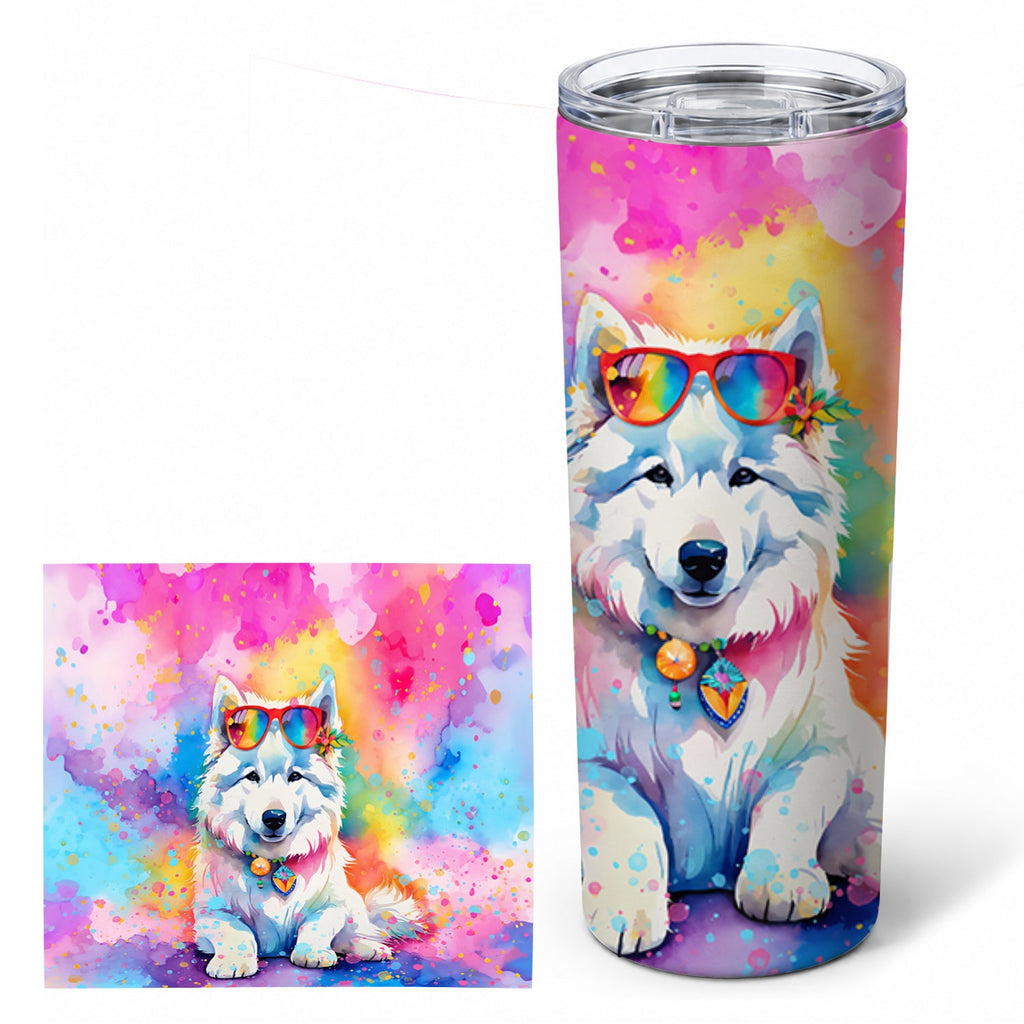 Samoyed Hippie Dawg Stainless Steel Skinny Tumbler 20 oz Vacuum Double Walled Reusable Insulated Travel Cup