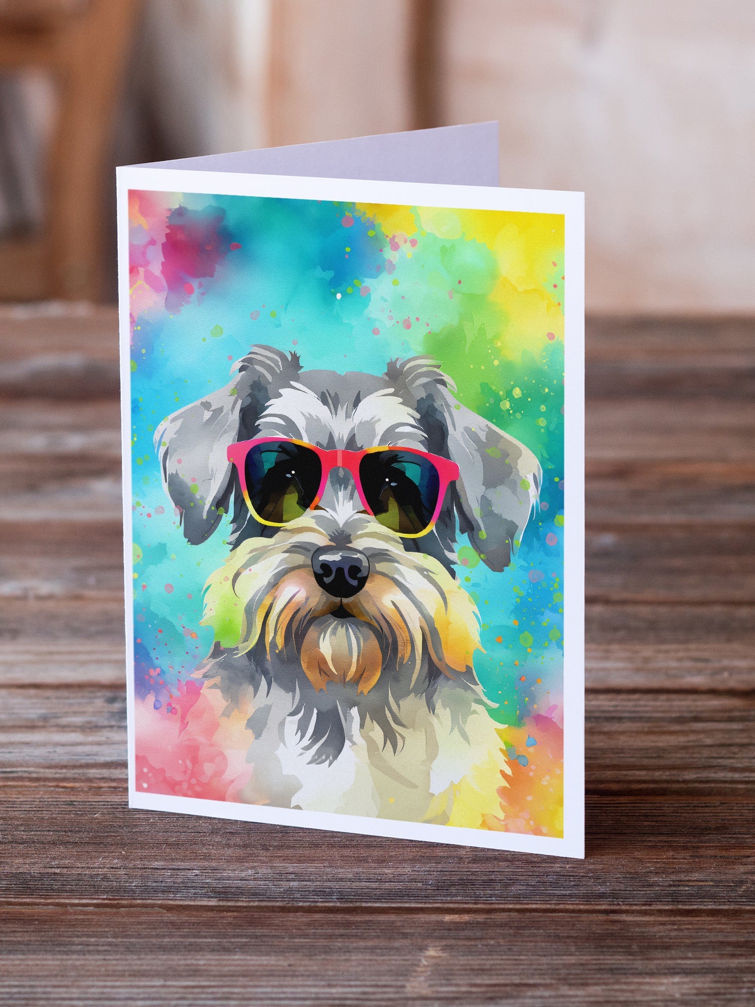 Schnauzer Hippie Dawg Greeting Cards Pack of 8 Blank Cards with Envelopes Whimsical A7 Size 5x7