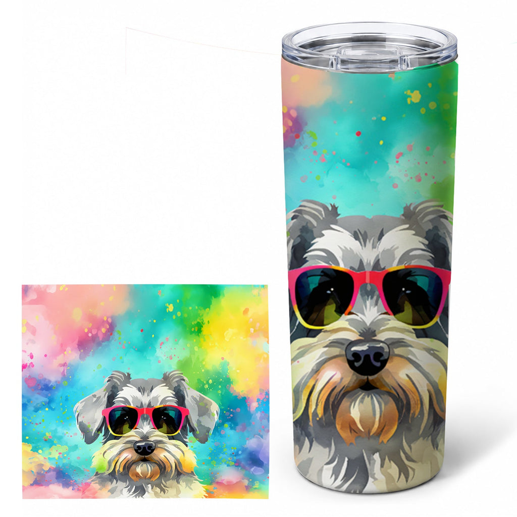 Schnauzer Hippie Dawg Stainless Steel Skinny Tumbler 20 oz Vacuum Double Walled Reusable Insulated Travel Cup