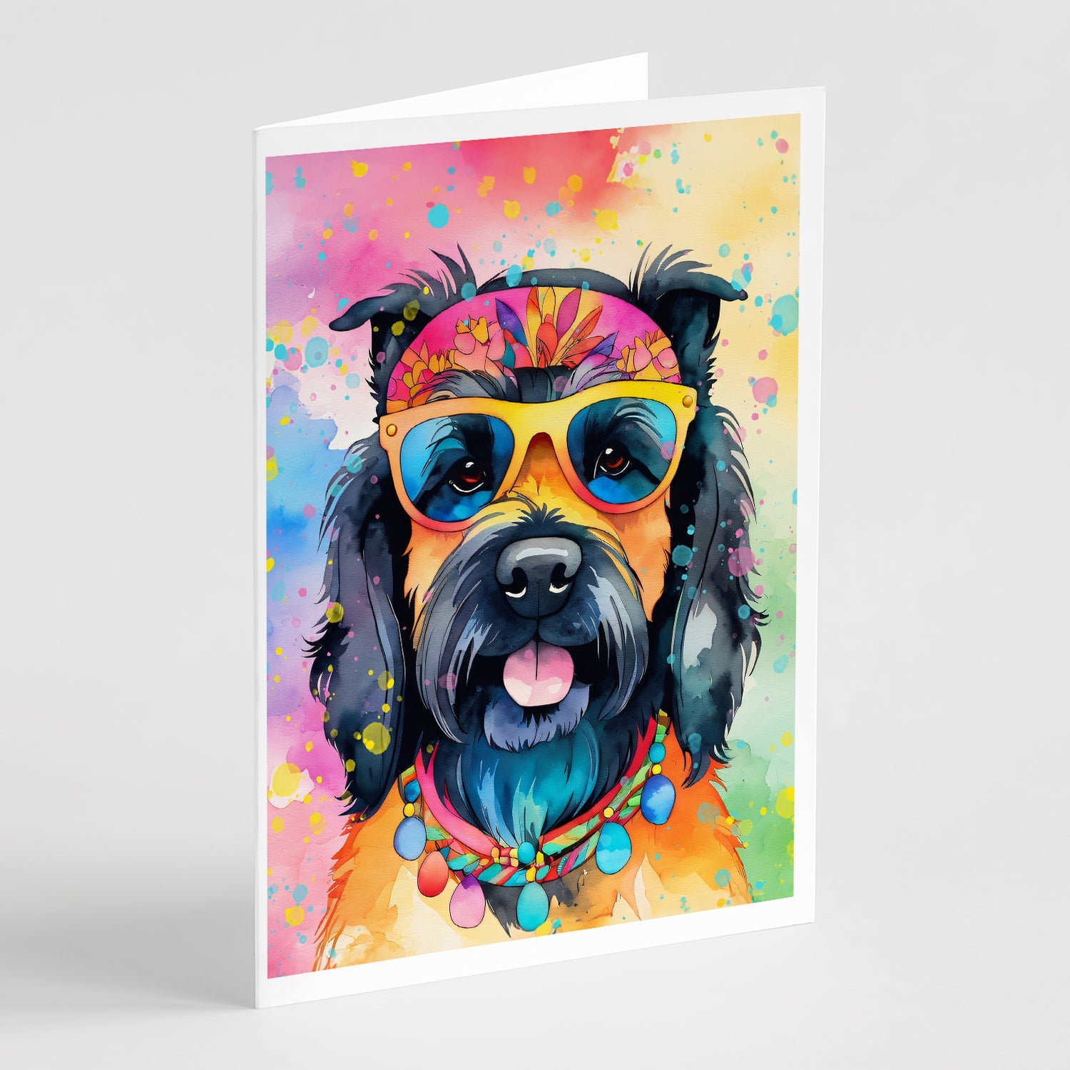Scottish Terrier Hippie Dawg Greeting Cards Pack of 8 Blank Cards with Envelopes Whimsical A7 Size 5x7