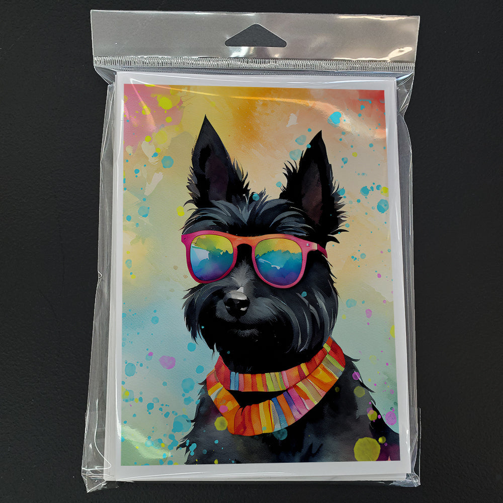 Scottish Terrier Hippie Dawg Greeting Cards Pack of 8 Blank Cards with Envelopes Whimsical A7 Size 5x7