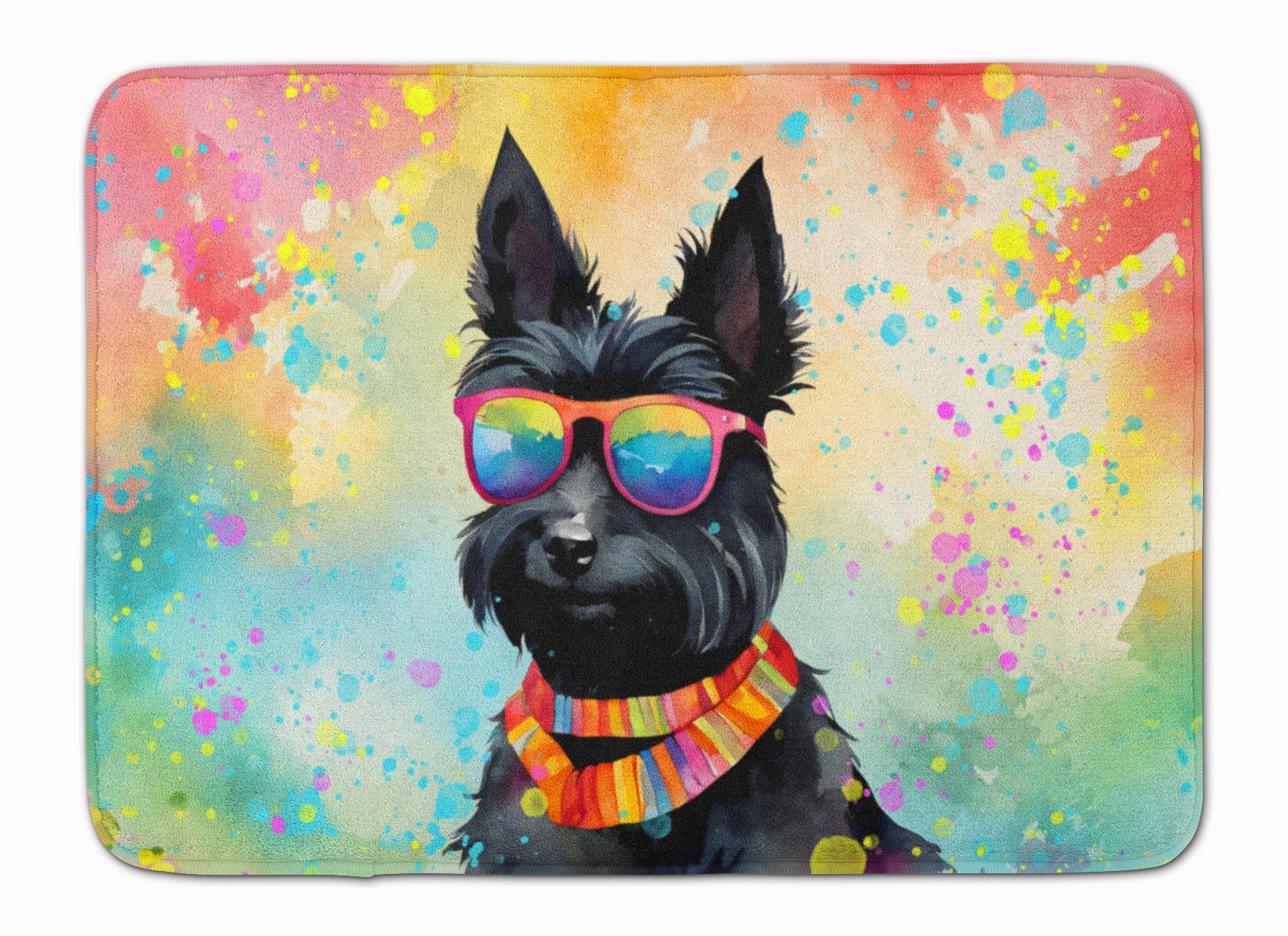 Scottish Terrier Hippie Dawg Memory Foam Kitchen Mat Machine Washable Anti-Fatigue Cushion Comfort Bath or Kitchen Rug