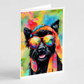 Scottish Terrier Hippie Dawg Greeting Cards Pack of 8 Blank Cards with Envelopes Whimsical A7 Size 5x7