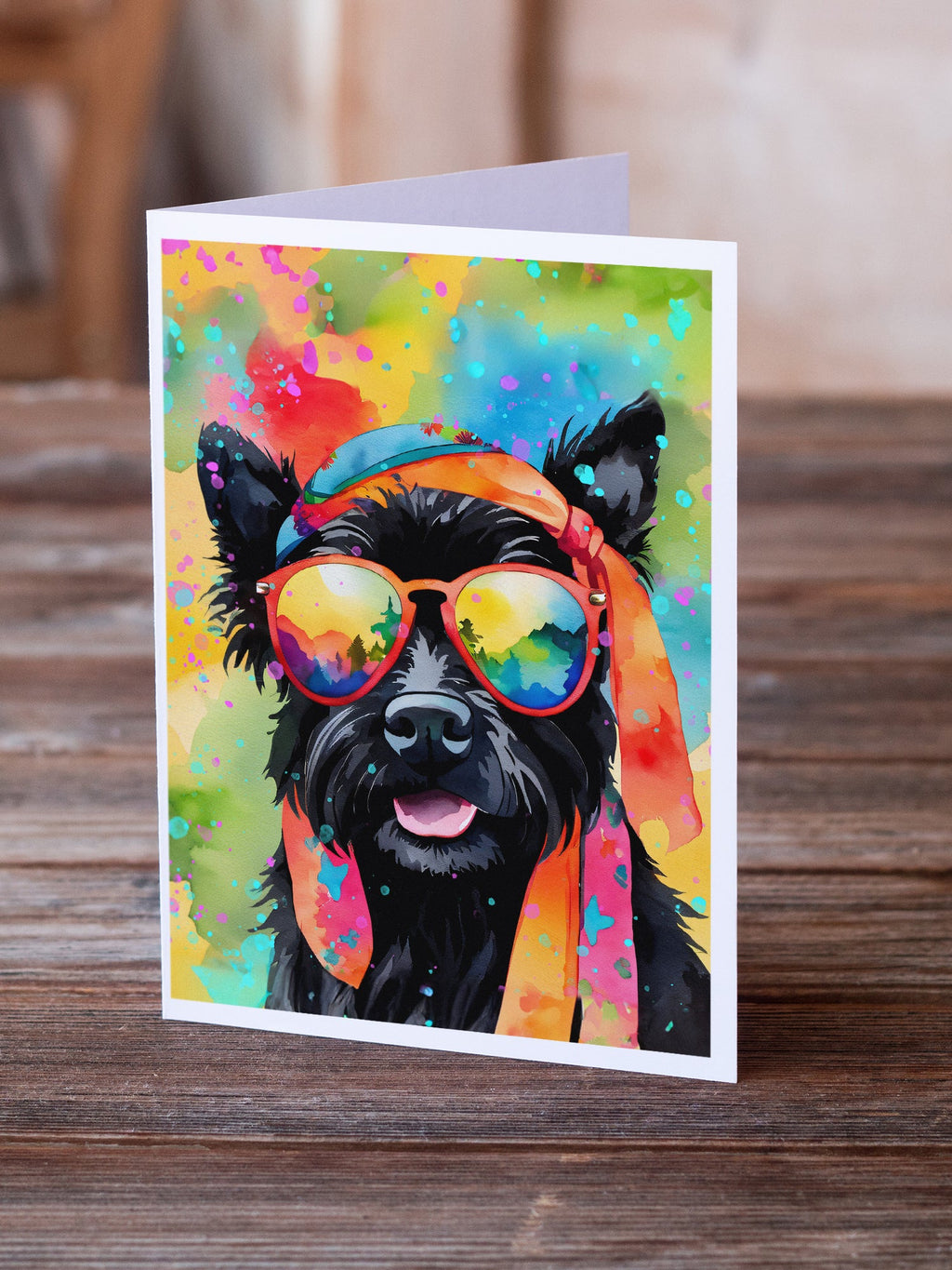 Scottish Terrier Hippie Dawg Greeting Cards Pack of 8 Blank Cards with Envelopes Whimsical A7 Size 5x7
