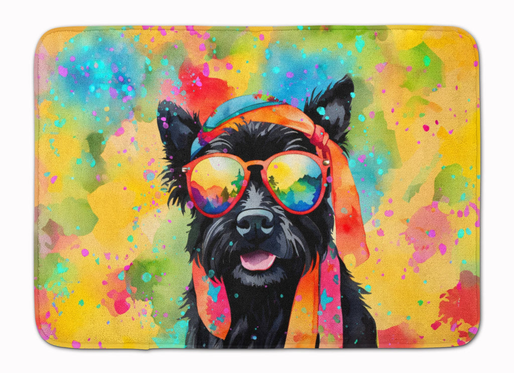 Scottish Terrier Hippie Dawg Memory Foam Kitchen Mat Machine Washable Anti-Fatigue Cushion Comfort Bath or Kitchen Rug