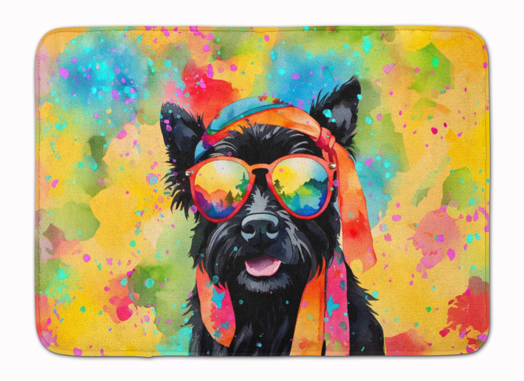 Scottish Terrier Hippie Dawg Memory Foam Kitchen Mat Machine Washable Anti-Fatigue Cushion Comfort Bath or Kitchen Rug