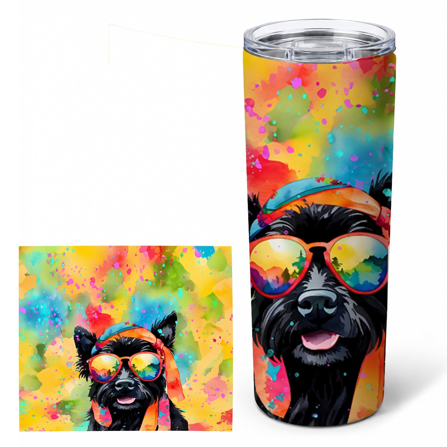 Scottish Terrier Hippie Dawg Stainless Steel Skinny Tumbler 20 oz Vacuum Double Walled Reusable Insulated Travel Cup