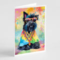 Scottish Terrier Hippie Dawg Greeting Cards Pack of 8 Blank Cards with Envelopes Whimsical A7 Size 5x7