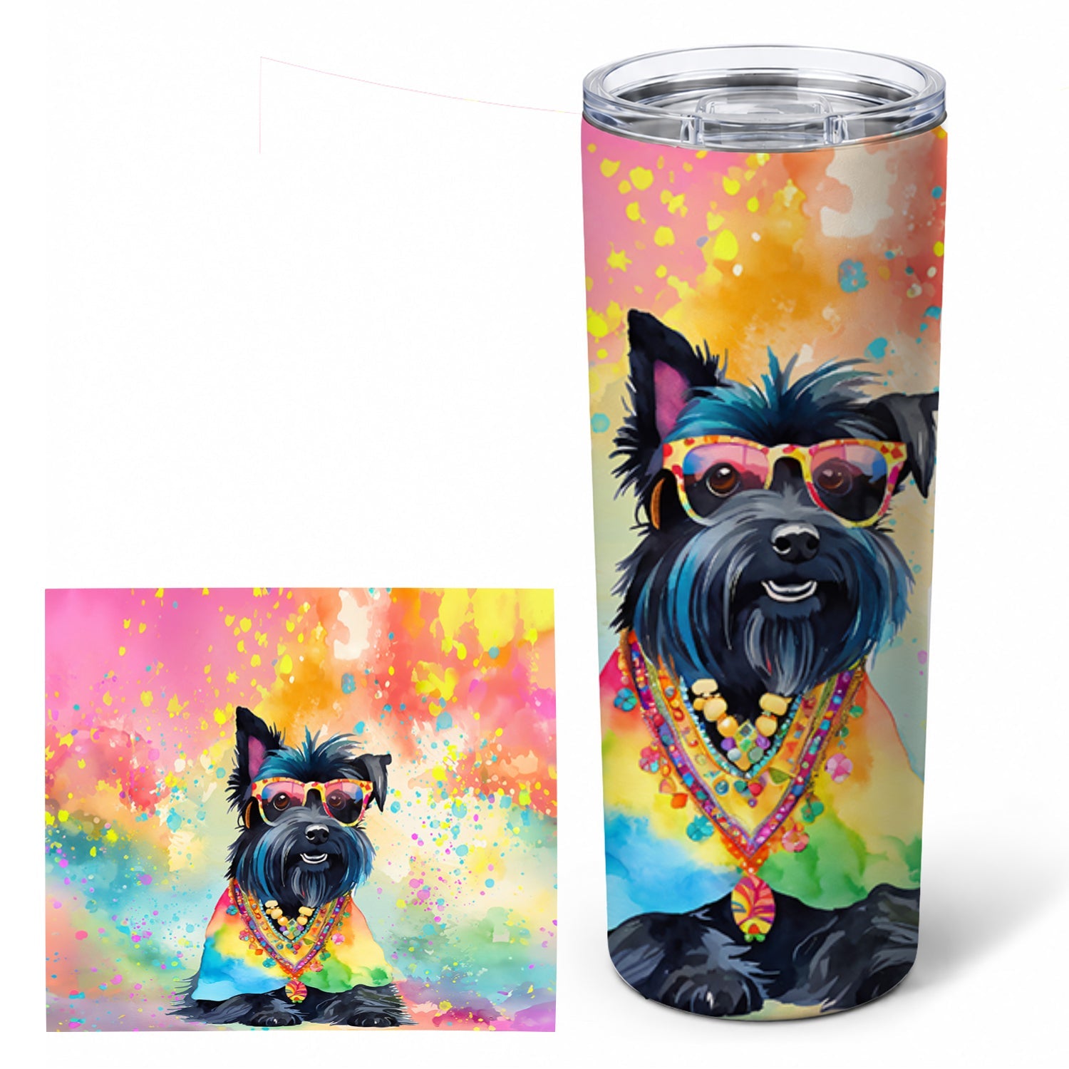 Scottish Terrier Hippie Dawg Stainless Steel Skinny Tumbler 20 oz Vacuum Double Walled Reusable Insulated Travel Cup