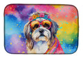 Shih Tzu Hippie Dawg Dish Drying Mat Absorbent Dish Drying Mat Pad for Kitchen Counter Dish Drainer Mat for Countertop, 14 x 21", Multicolor