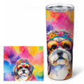Shih Tzu Hippie Dawg Stainless Steel Skinny Tumbler 20 oz Vacuum Double Walled Reusable Insulated Travel Cup