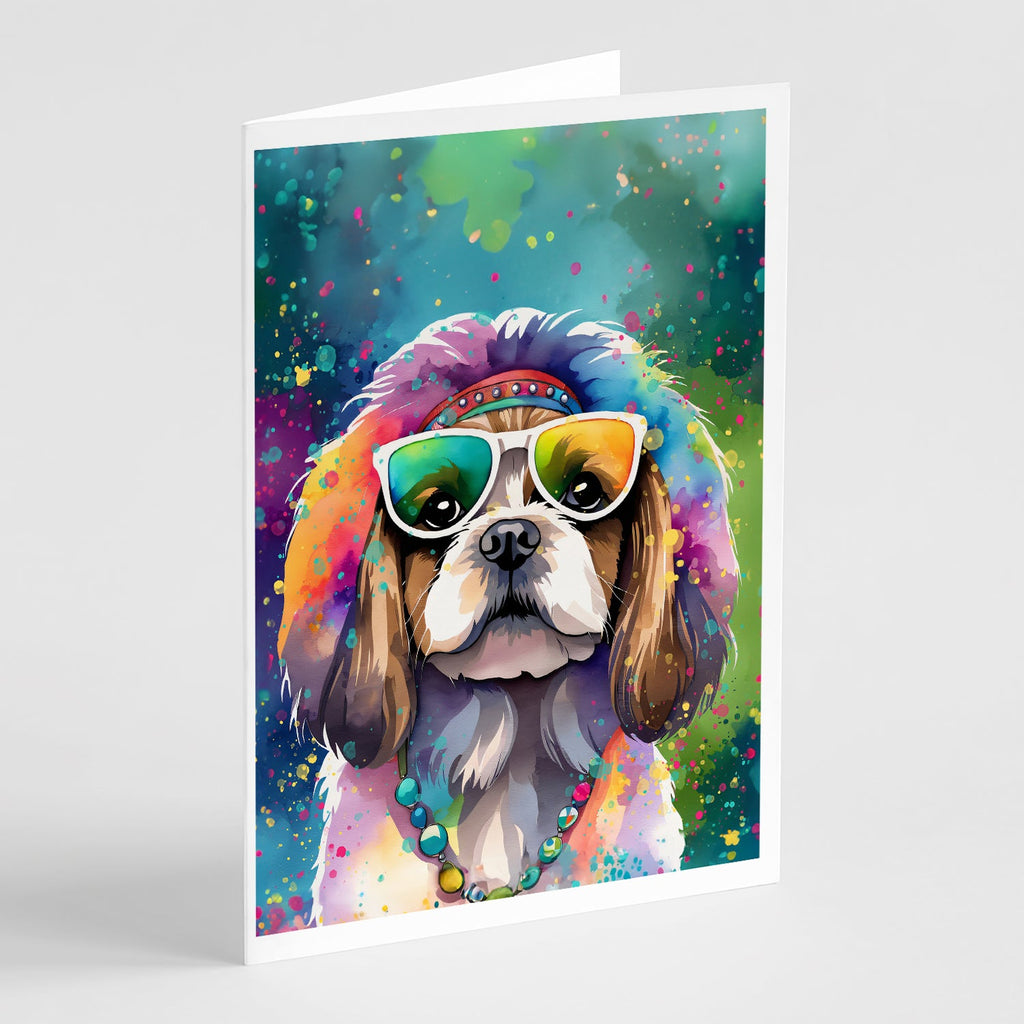 Shih Tzu Hippie Dawg Greeting Cards Pack of 8 Blank Cards with Envelopes Whimsical A7 Size 5x7