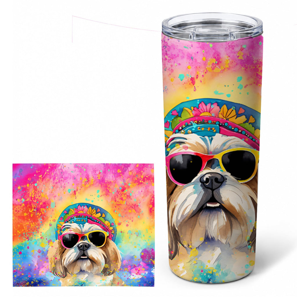 Shih Tzu Hippie Dawg Stainless Steel Skinny Tumbler 20 oz Vacuum Double Walled Reusable Insulated Travel Cup