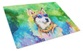 Siberian Husky Hippie Dawg Cutting Board Tempered Glass Kitchen Cutting Surface, Heat Resistant Chopping, Non-Slip Feet, Food Prep & Serving