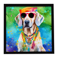 Weimaraner Hippie Dawg Framed Metal Print Bathroom, Kitchen, Office, Home Decor Wall Art Ready to Hang, Square, 8X8