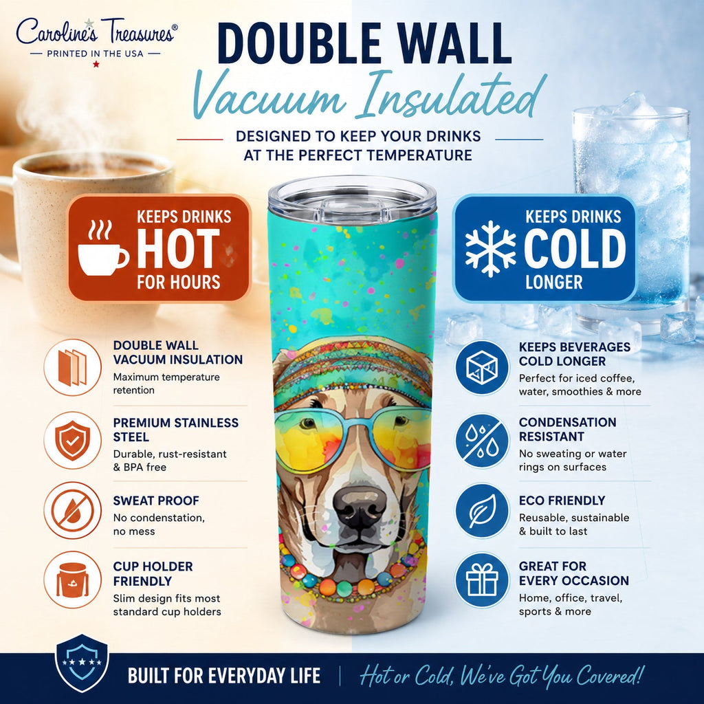 Weimaraner Hippie Dawg Stainless Steel Skinny Tumbler 20 oz Vacuum Double Walled Reusable Insulated Travel Cup