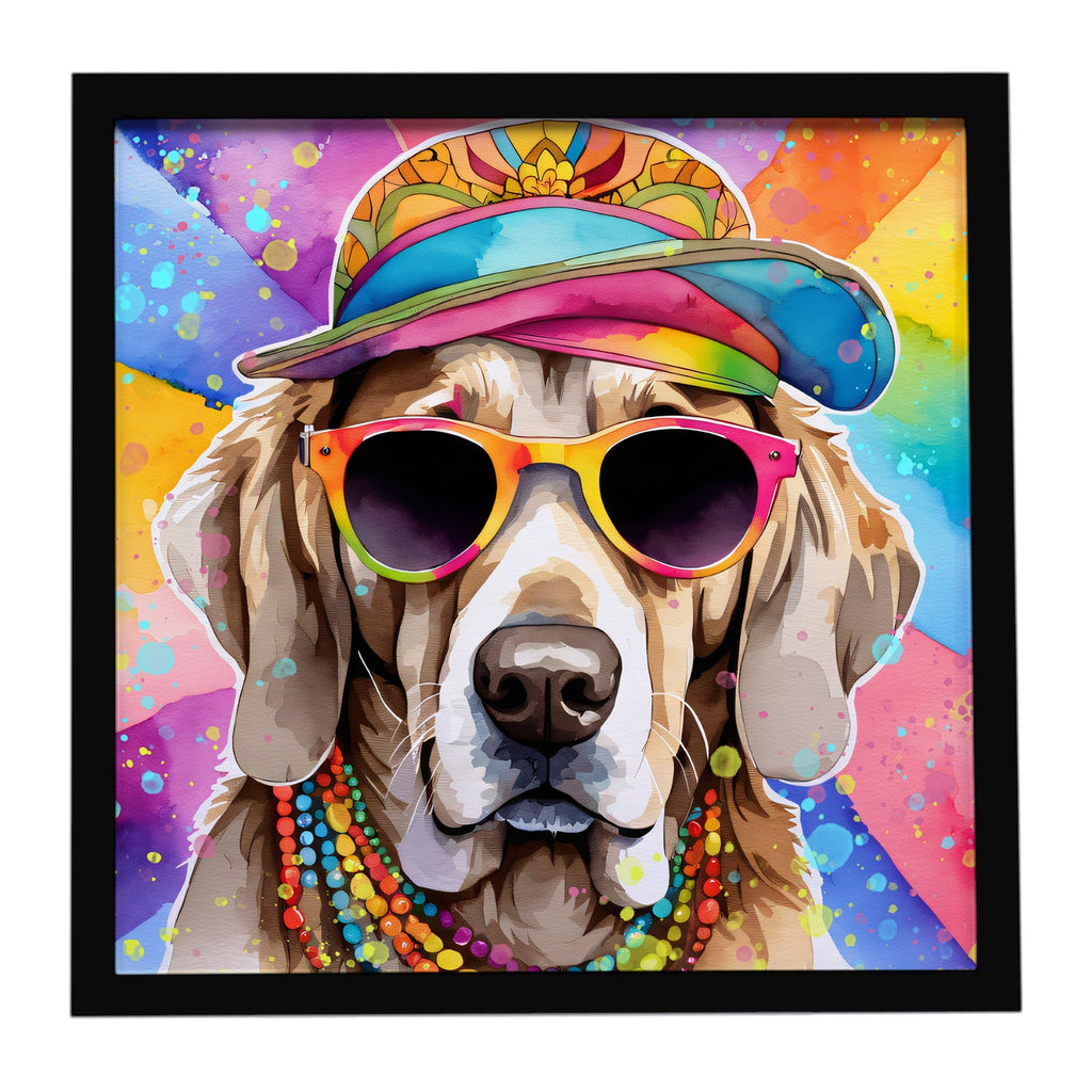 Weimaraner Hippie Dawg Framed Metal Print Bathroom, Kitchen, Office, Home Decor Wall Art Ready to Hang, Square, 8X8