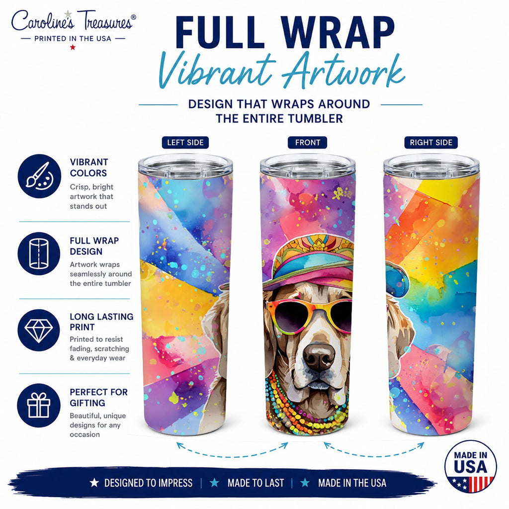 Weimaraner Hippie Dawg Stainless Steel Skinny Tumbler 20 oz Vacuum Double Walled Reusable Insulated Travel Cup