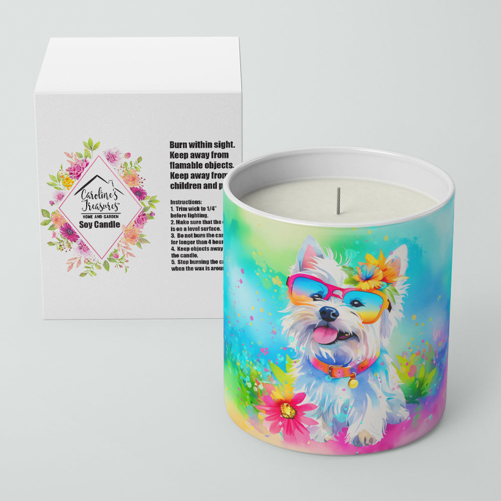 Westie Hippie Dawg Decorative Soy Candle Nature Soy Wax Essential Oil Home Decor Ideal for Bedroom Kitchen Bath Office Gift, 10 oz
