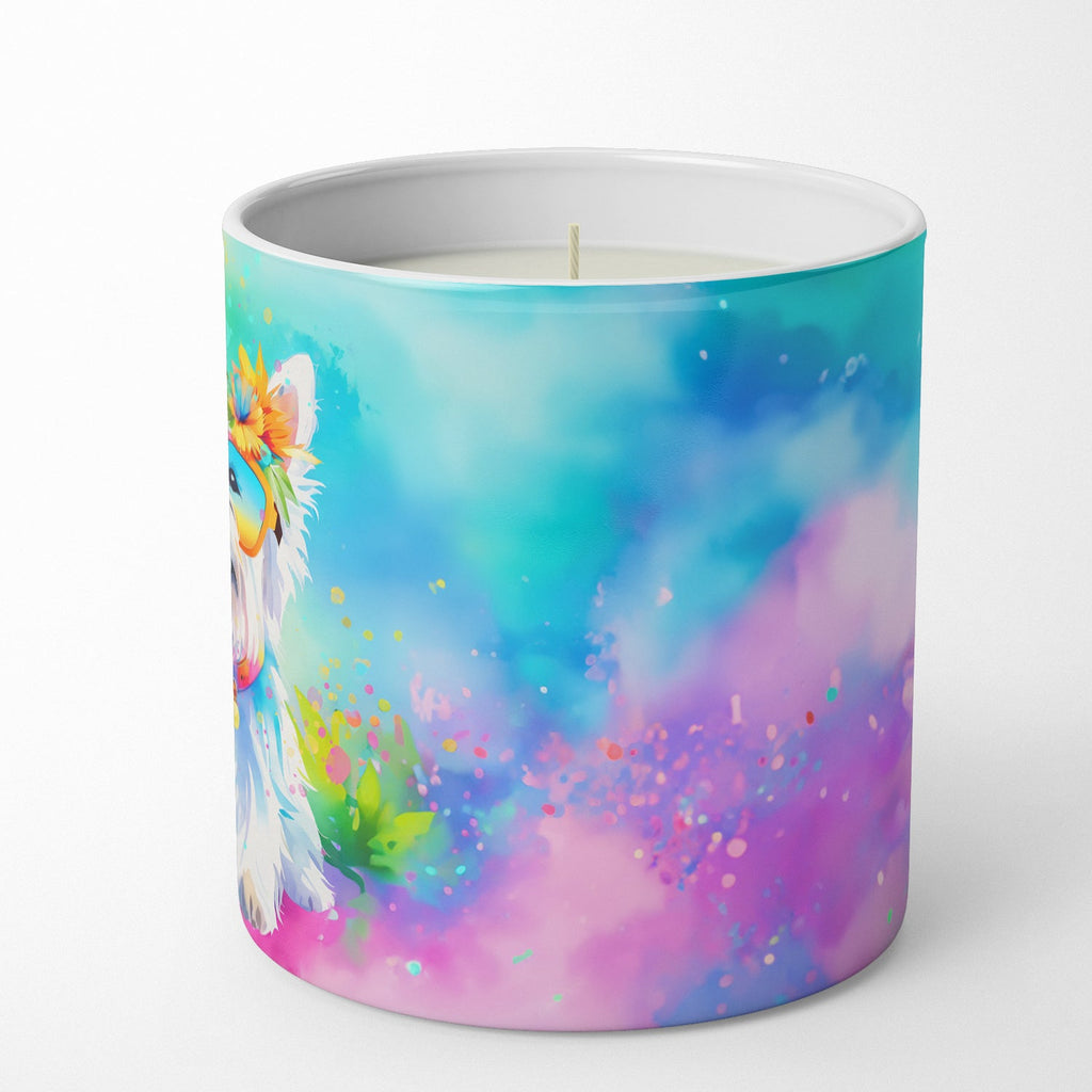 Westie Hippie Dawg Decorative Soy Candle Nature Soy Wax Essential Oil Home Decor Ideal for Bedroom Kitchen Bath Office Gift, 10 oz