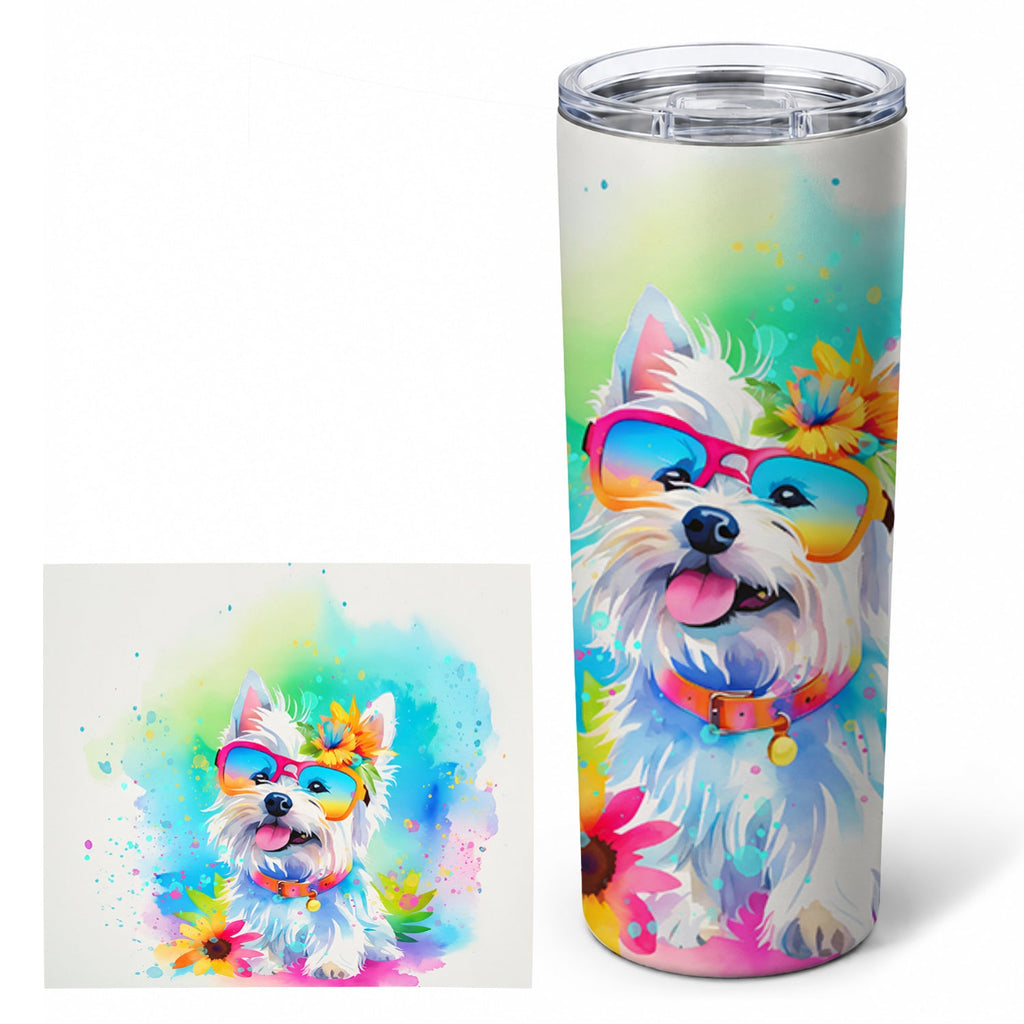 Westie Hippie Dawg Stainless Steel Skinny Tumbler 20 oz Vacuum Double Walled Reusable Insulated Travel Cup