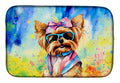 Yorkshire Terrier Hippie Dawg Dish Drying Mat Absorbent Dish Drying Mat Pad for Kitchen Counter Dish Drainer Mat for Countertop, 14 x 21", Multicolor