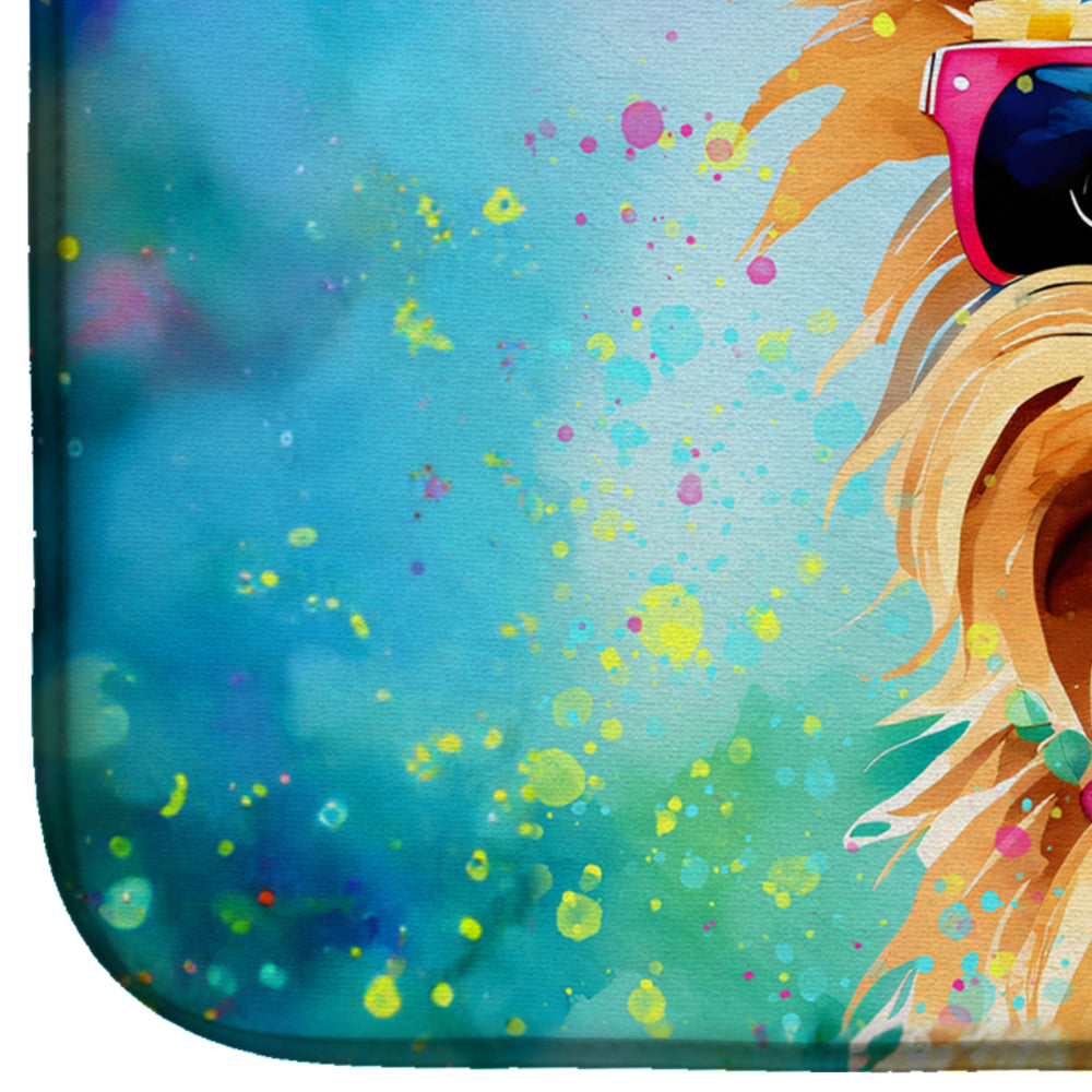 Yorkshire Terrier Hippie Dawg Dish Drying Mat Absorbent Dish Drying Mat Pad for Kitchen Counter Dish Drainer Mat for Countertop, 14 x 21", Multicolor