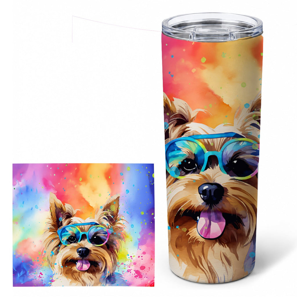 Yorkshire Terrier Hippie Dawg Stainless Steel Skinny Tumbler 20 oz Vacuum Double Walled Reusable Insulated Travel Cup