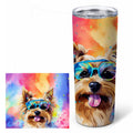 Yorkshire Terrier Hippie Dawg Stainless Steel Skinny Tumbler 20 oz Vacuum Double Walled Reusable Insulated Travel Cup