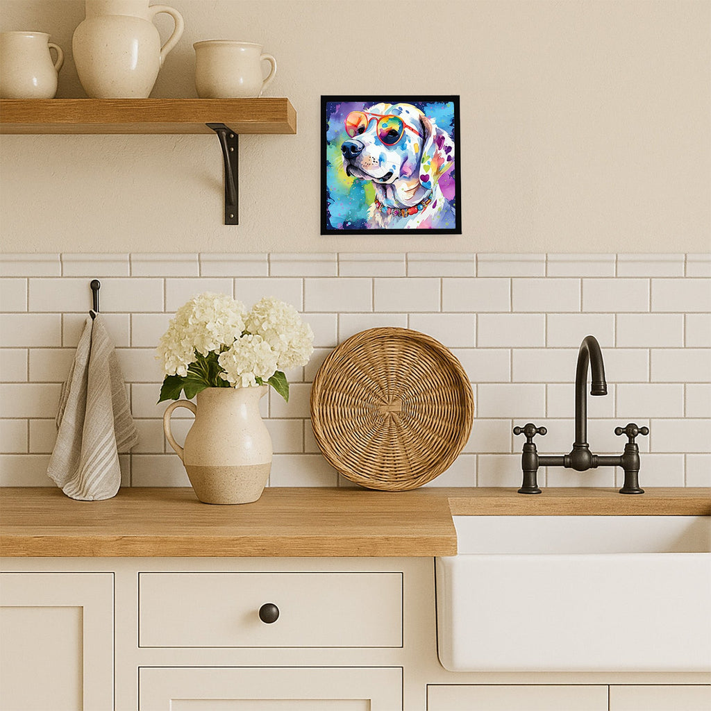 Hippie Dawg Framed Metal Print Bathroom, Kitchen, Office, Home Decor Wall Art Ready to Hang, Square, 8X8