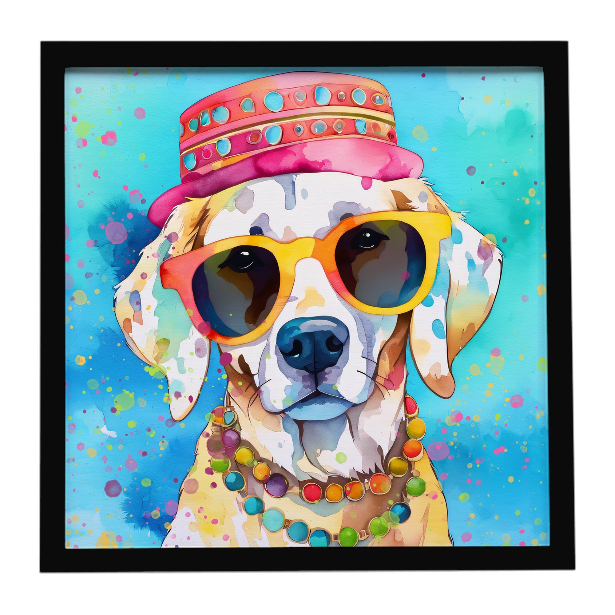 Hippie Dawg Framed Metal Print Bathroom, Kitchen, Office, Home Decor Wall Art Ready to Hang, Square, 8X8
